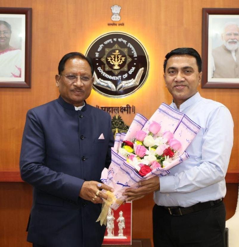 मुख्यमंत्री विष्णुदेव साय ने गोवा के मुख्यमंत्री डॉ. प्रमोद सावंत से की सौजन्य भेंट मुख्यमंत्री विष्णुदेव साय ने गोवा के मुख्यमंत्री डॉ. प्रमोद सावंत से की सौजन्य भेंट